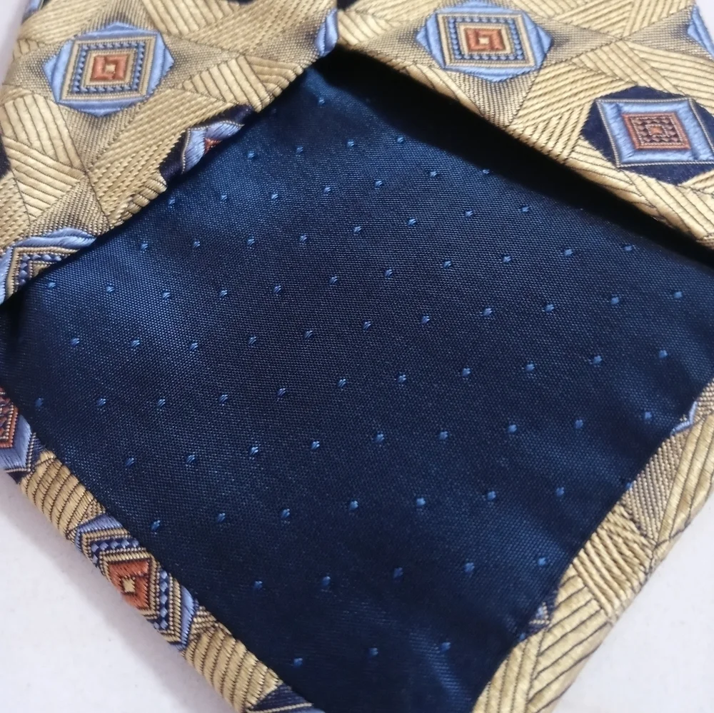 Kolte Italy Classic Designer 100%Silk Blue/Gold Men's Necktie Made in Italy 59/4